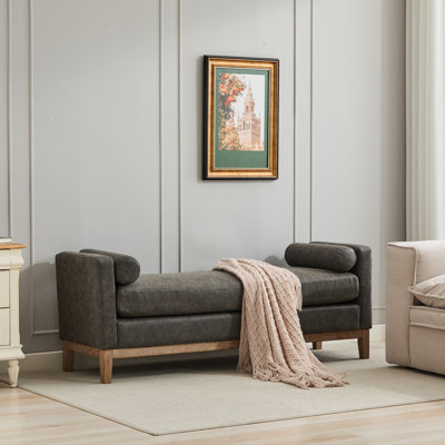 Banc rembourré avec accoudoirs et traversins 66,34 po Roomfitter