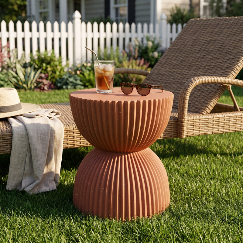Concrete Top End Table, Orange*Orange