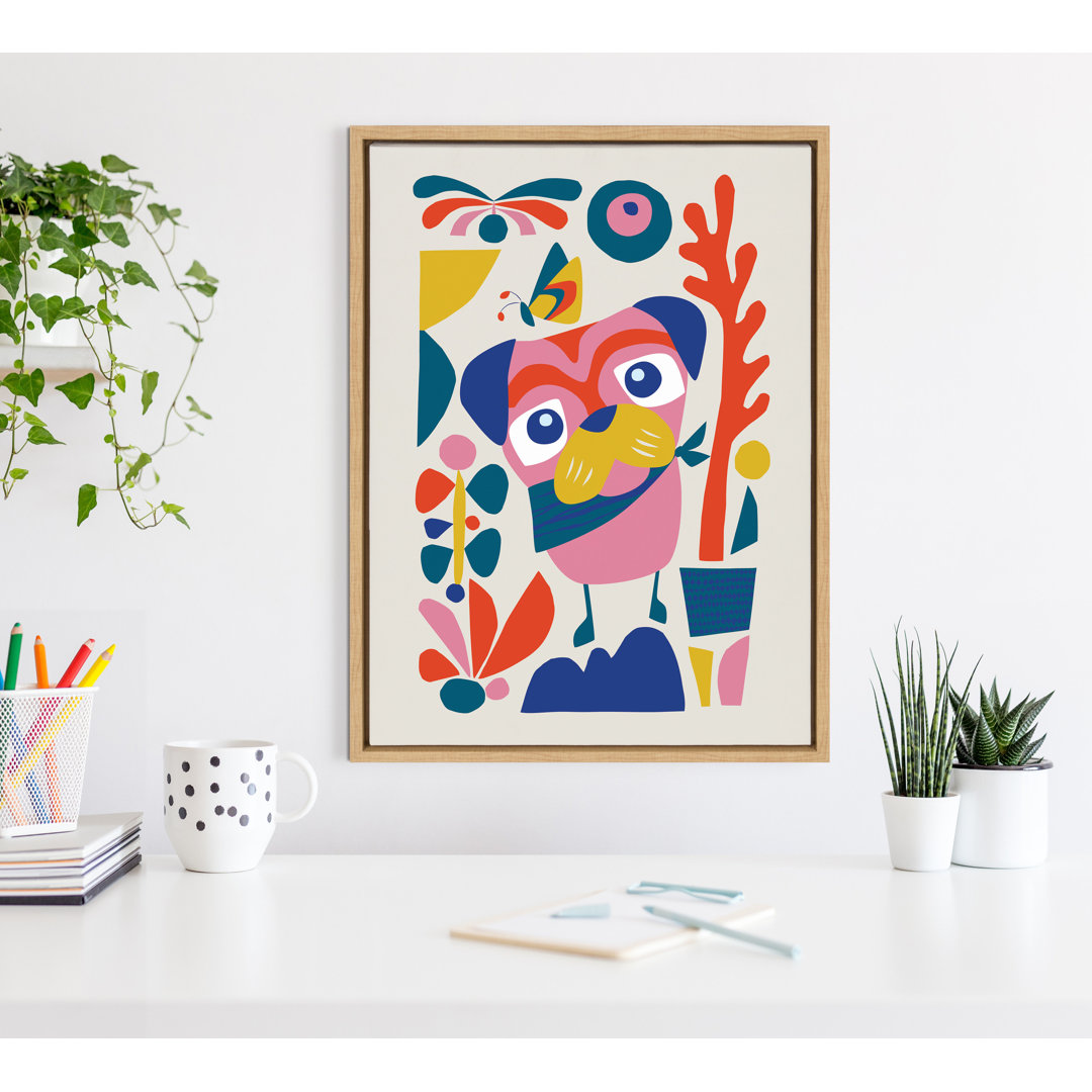 Mid Century Modern Pug by Rachel Lee 3 Birdies Studio Framed Canvas Wall Art Print Corrigan Studio®