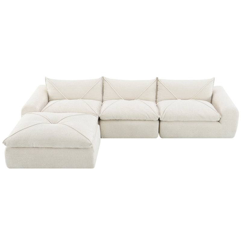 Canapé entièrement compressé avec mousse à haute densité, aucun assemblage requis, conception sans pieds, combinaison libre, chenille de particules pour une vie confortable