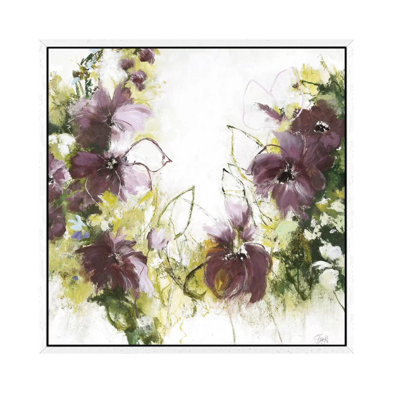 Flower Blush I - Painting on Canvas, White Framed, 45.72cm H x 45.72cm W x 3.81cm D