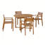 Ensemble de salle à manger 5 pièces pour l'extérieur avec 4 chaises en bois d'acacia, table ronde de 47,2 po