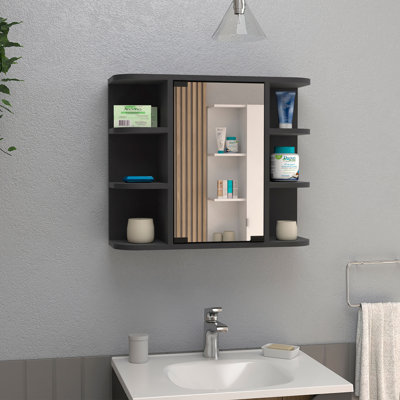 Medicine Cabinet 19" H, Six External Shelves, Three Interior Shelves