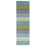 Brushstroke Striped Handmade Tufted Wool Dark Blue/Yellow Area Rug