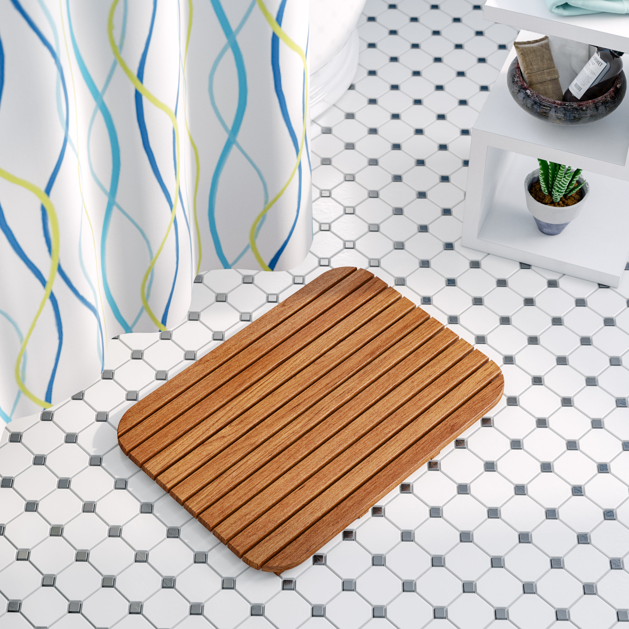 Loon Peak Emeric Multiple Teak & Wood Bath Rug & Reviews Wayfair