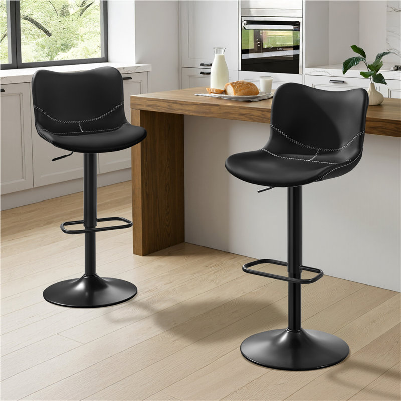 Barabo Swivel Upholstered Adjustable Height Counter Stool, Black