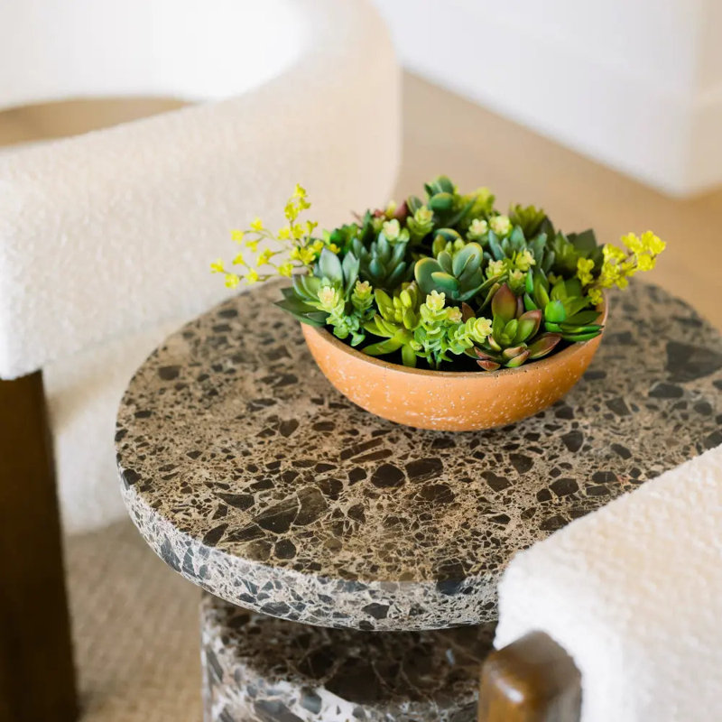 Composition de fausses plantes succulentes CG Hunter de 28 cm dans un pot rond en terre cuite - Décoration botanique réaliste