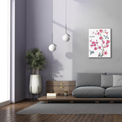 «Cherry Blossom Beautiflul Birds» par Jean Plout, art mural sur toile