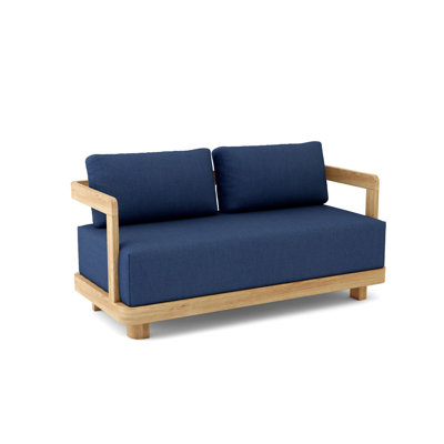 Canapé d'extérieur en teck de 71 po de large avec coussins Sunbrella Granada
