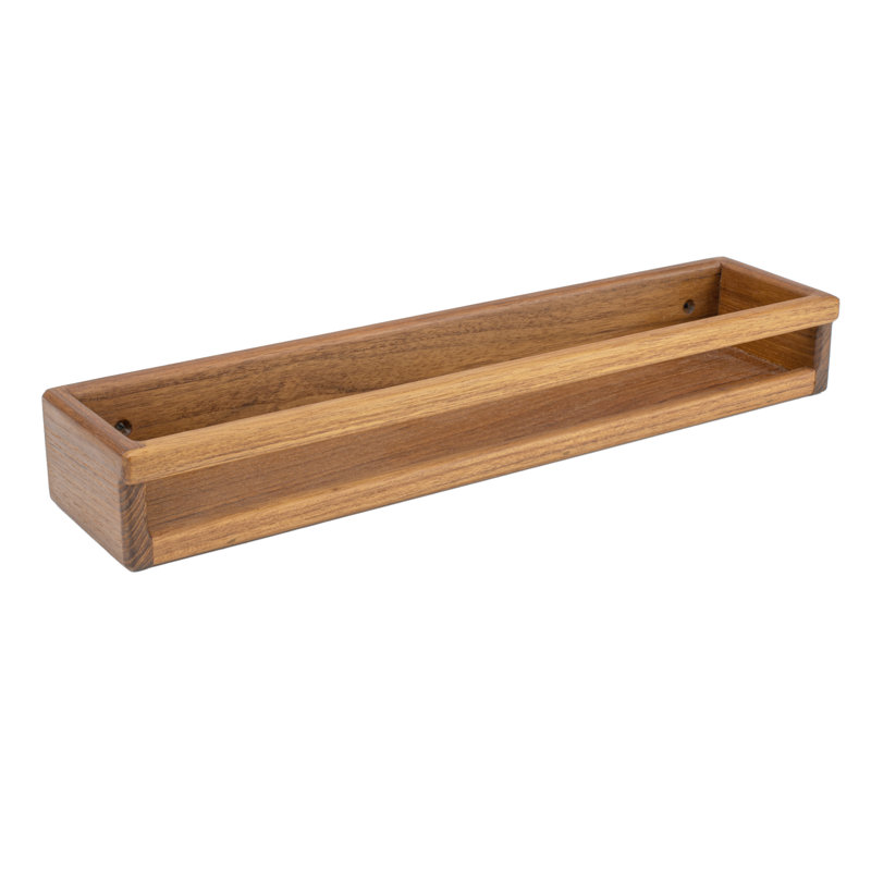 Teak Wall Mount Shower Caddy with Natural Finish