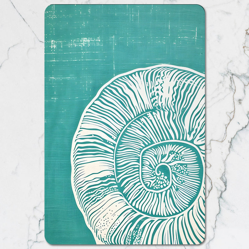 Teal Shells Placemat And Coaster Set With Wood Backing Designer Artwork Collection