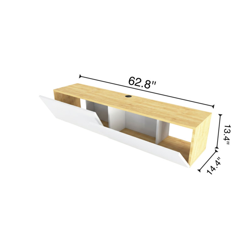 Barryan 63" Floating TV Stand, Sapphire Oak/White
