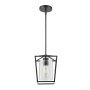 Luminaire suspendu noir en métal avec abat-jour en verre