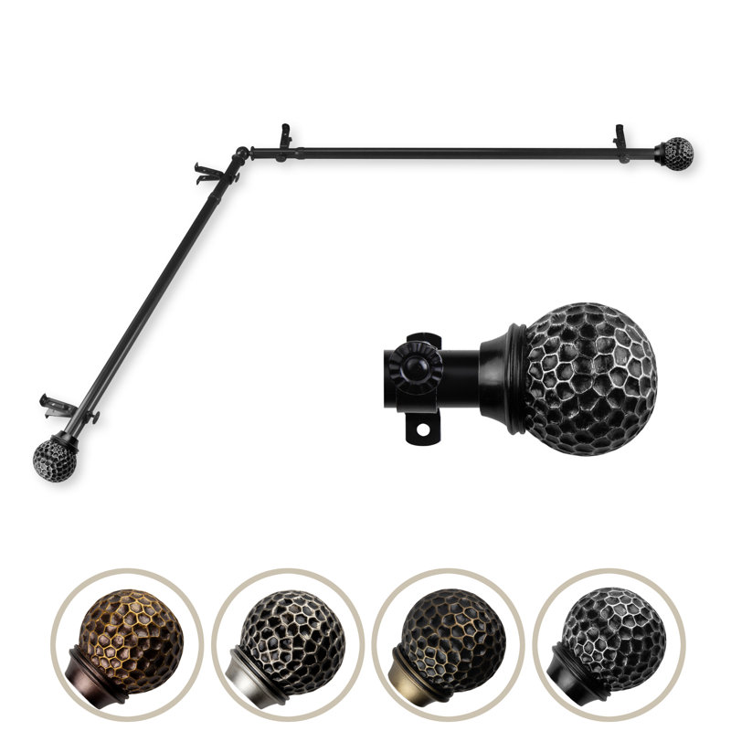 Tringle à rideaux simple réglable Desarai, 28" - 48", Noir