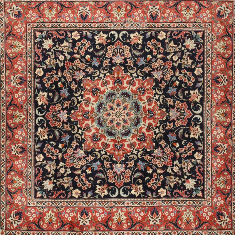Tapis traditionnel rouge / noir Carlen, Rond 7 pi