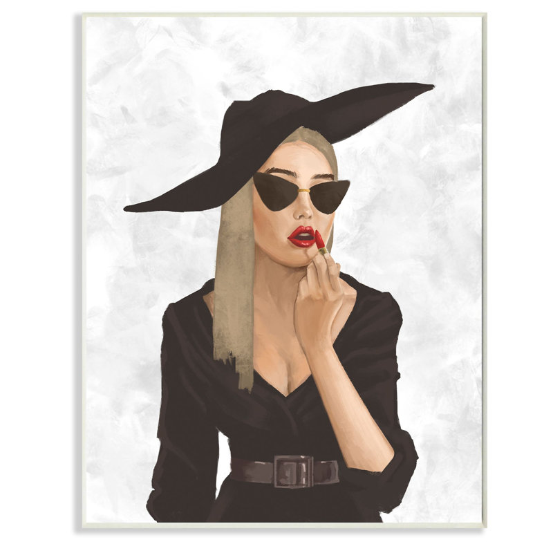 «Fashion Designer Model Makquillage Red White», impression, Plaque murale, H 15 po x l 10 po