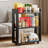 Small Bookshelf and Bookcase, 3 Tier Wood Nightstand with Wheels-1606873913