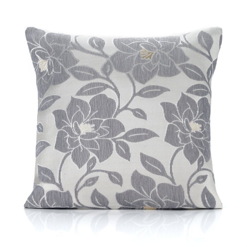 Darionne Floral Square Cushion Cover, 45 x 45cm, Silver, Pillow Cover Only - No Insert