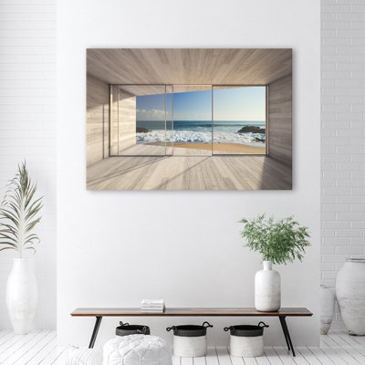 Sea View From The Window - No Frame Print on Canvas