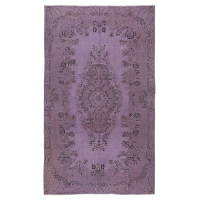 5.7x9.7 Ft Contemporary Hand Knotted Purple Wool Area Rug From Turkey