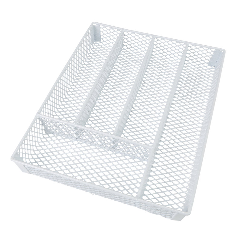 Metal Rectangle Flatware Caddy, White
