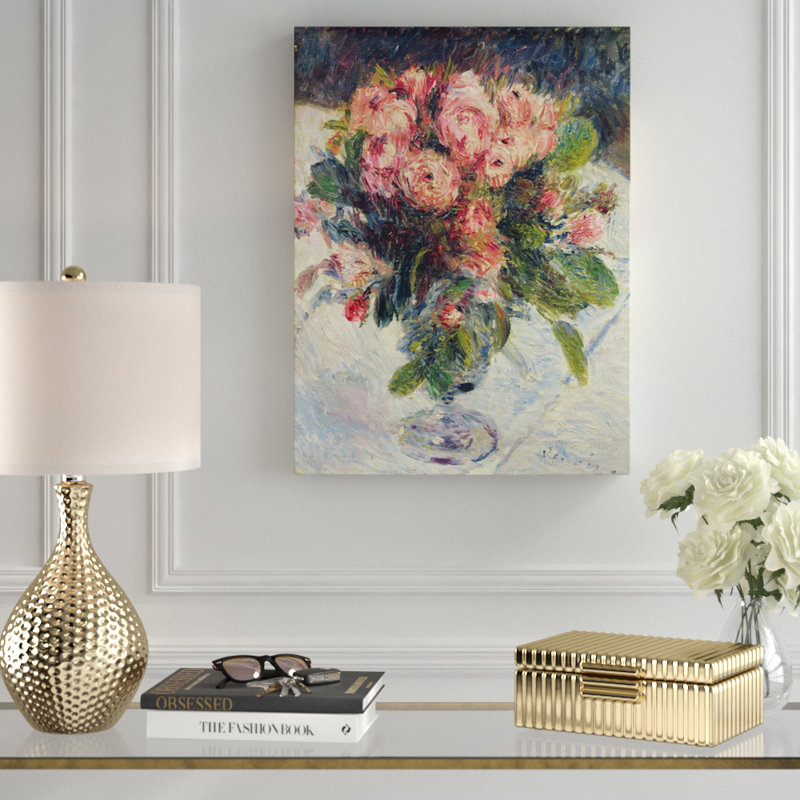 «Moss-Roses; 1890» par Pierre-Auguste Renoir - reproduction d'art sur toile, H 47 po x l 35 po x P 2 po
