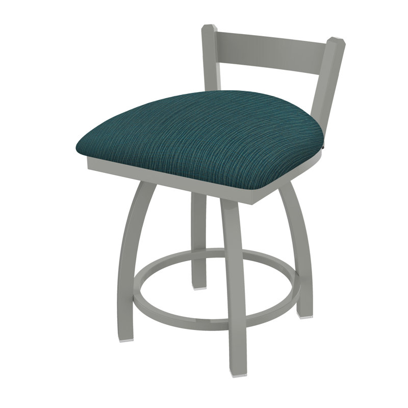 Catalina Metal Accent Stool, Anodized Nickel, Fabric-Graph Tidal