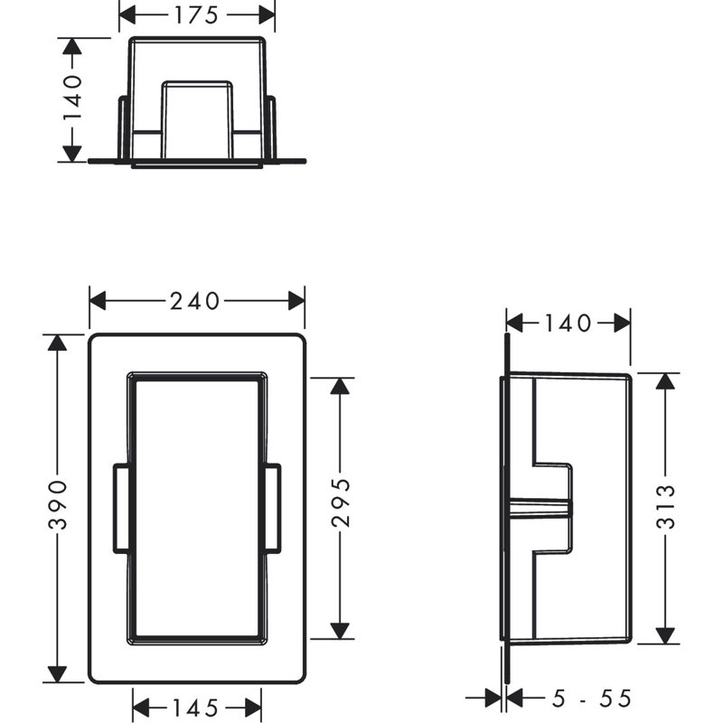 Niche murale sans cadre XtraStoris 12 po x 6 po x 5,5 po, Noir mat