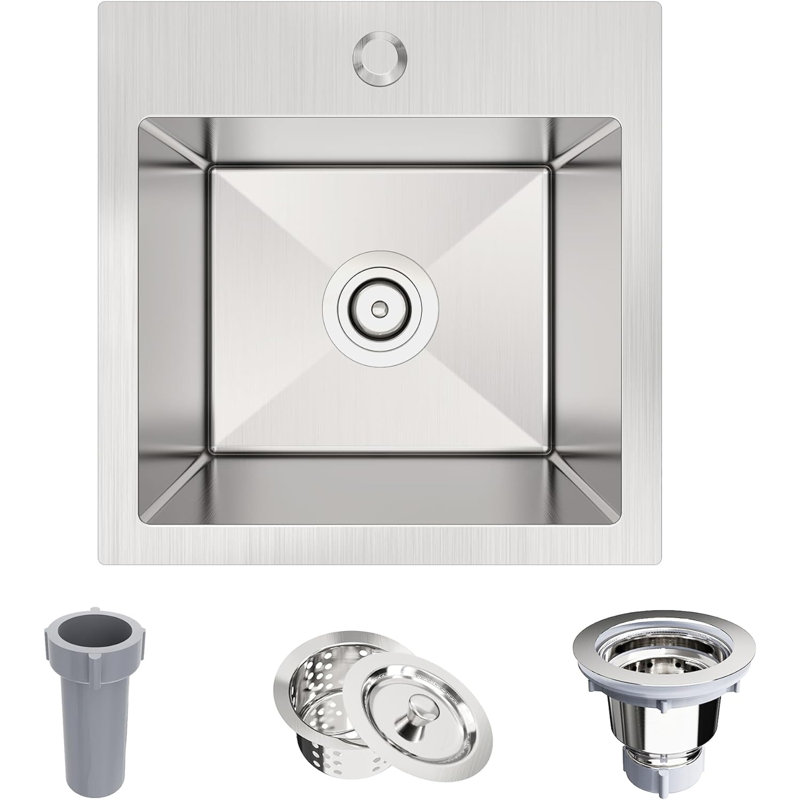 ForKitchen 15 " L Drop-In Single Bowl Stainless Steel Kitchen Sink