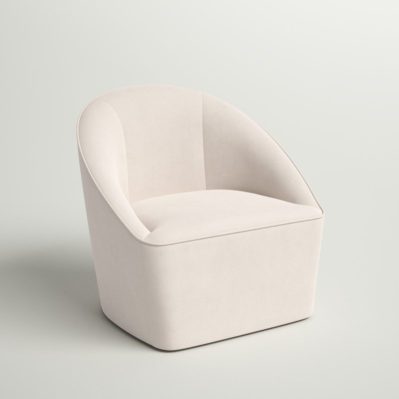 Gregory Upholstered Swivel Barrel Chair, Cream 100% Polyester