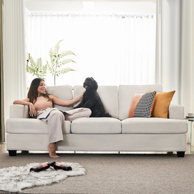 Belosic Upholstered 89'' Sofa, Off-White Boucle