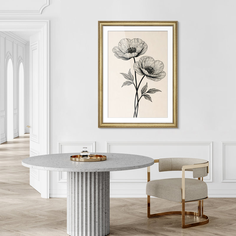 Décoration murale encadrée botanique fine fine esquisse botanique 26 po x 36 po, H 36 po x l 26 po