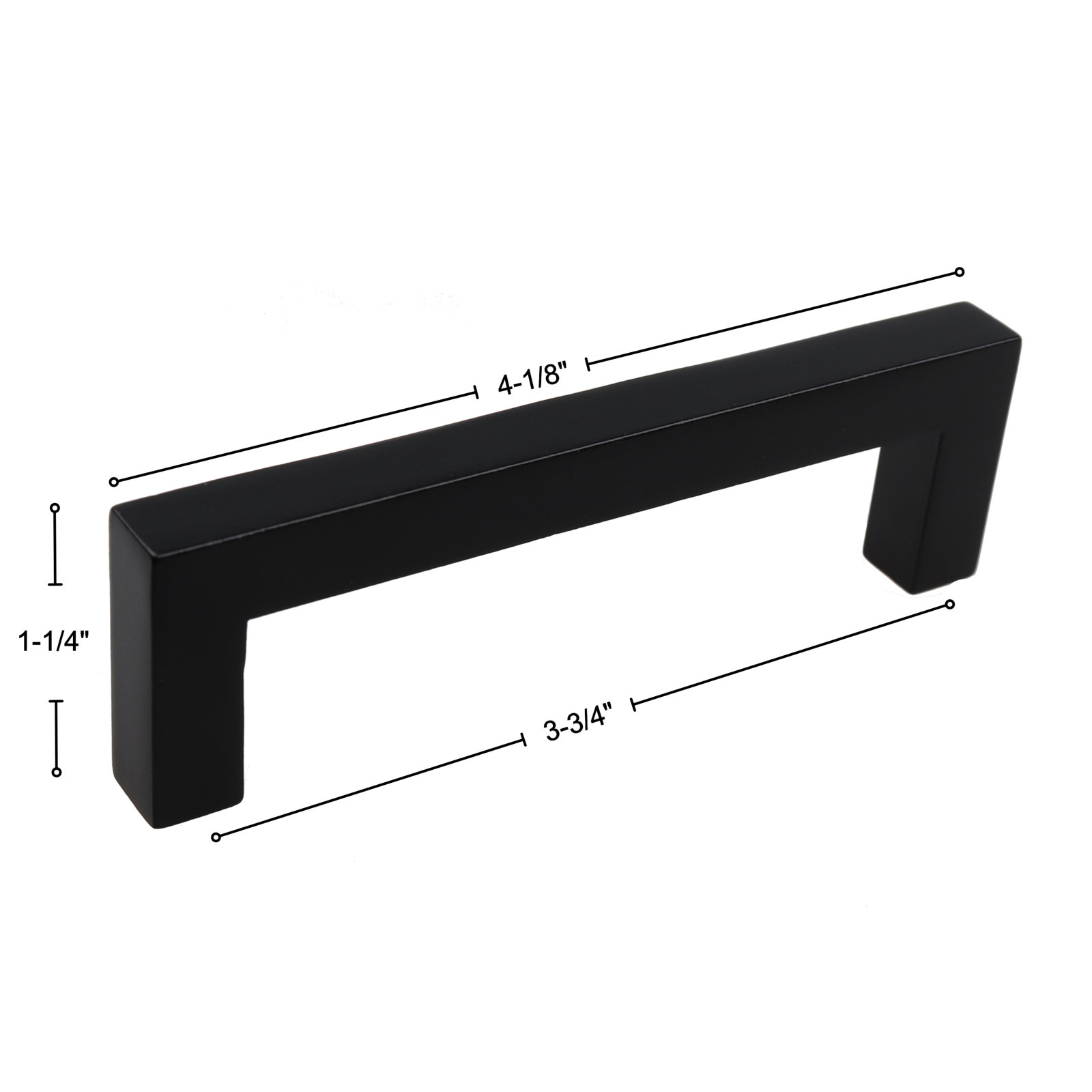 Kingston Solid Square Bar Cabinet Pull, Matte Black, 6 5/16"