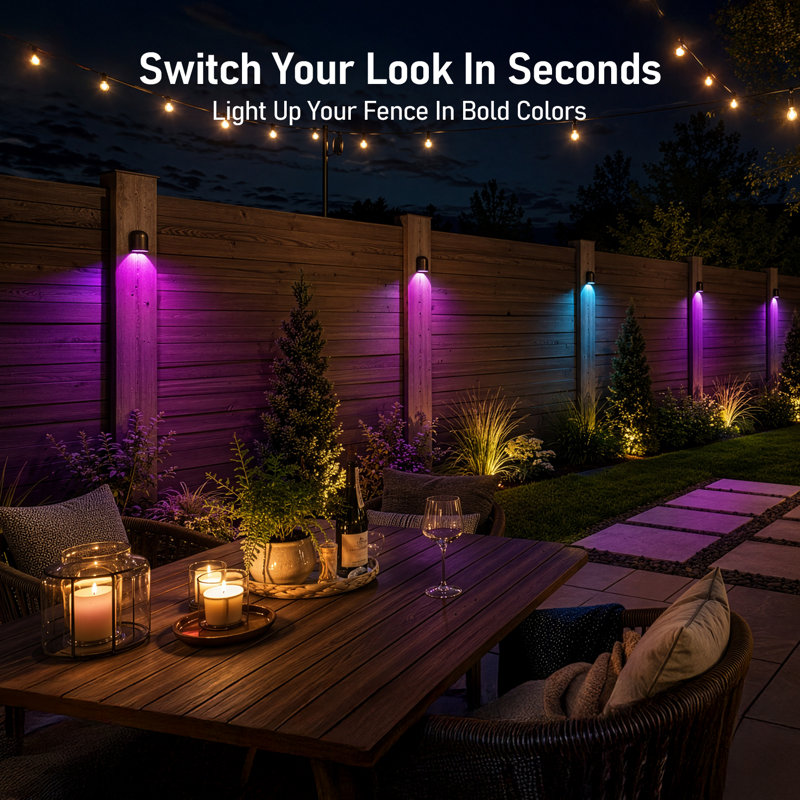 RGBCW Low Voltage LED Deck Lights, 12-24V AC/DC, CRI 90, Anti-Glare Step Railing Light, Downward Fence Light, RGBCW