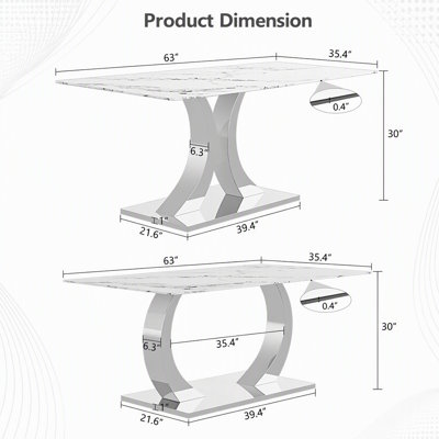 with Glass and Stainless Steel Base Dining Table