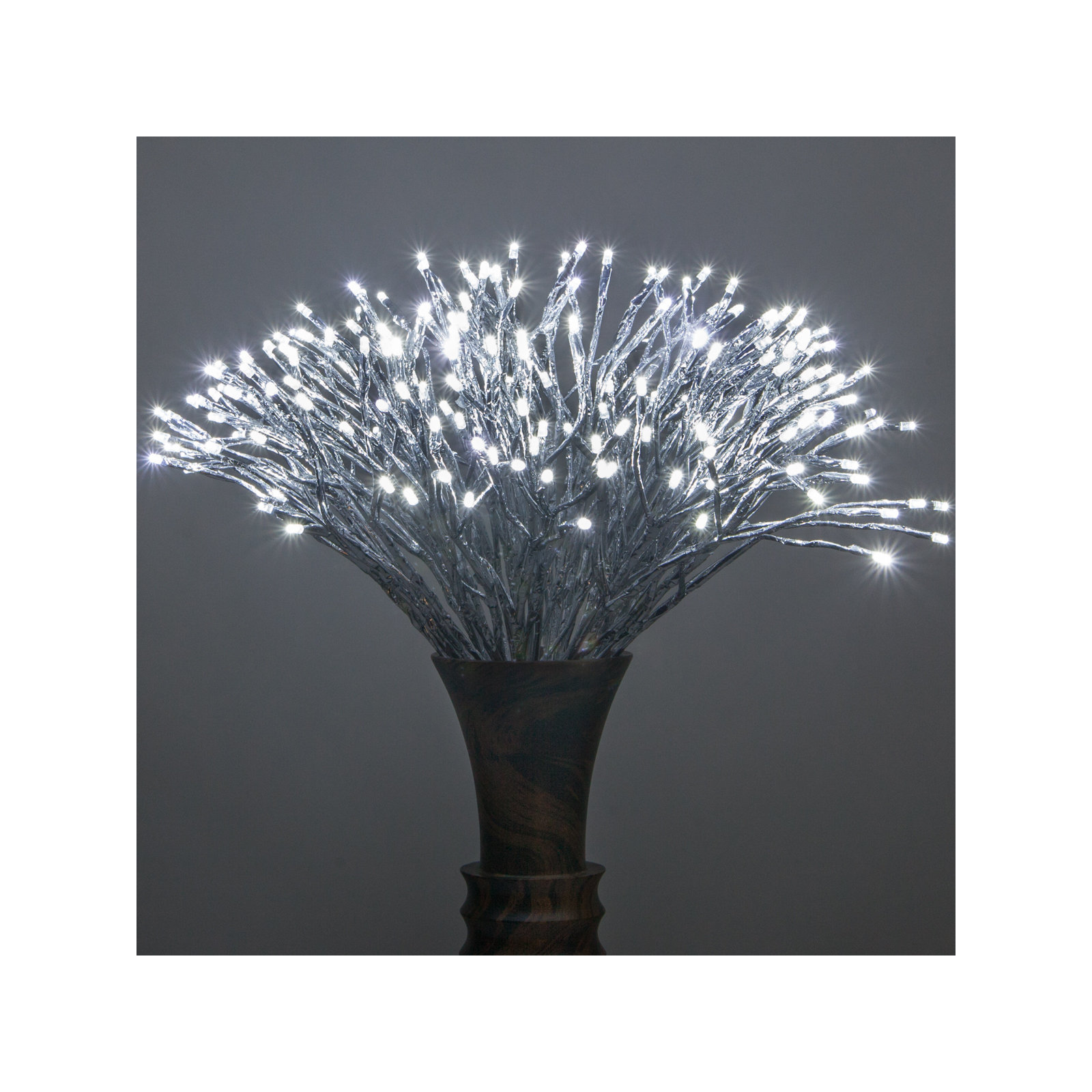 LED Twinkle Light Indoor/Outdoor Starburst Lighted Branch, 24", Silver/Cool White