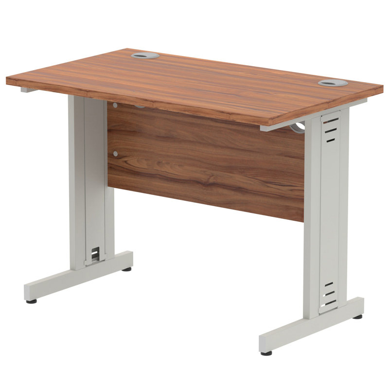 Impulse Metal Base Computer Desk, 73cm H x 100cm W x 80cm D, Silver, Walnut