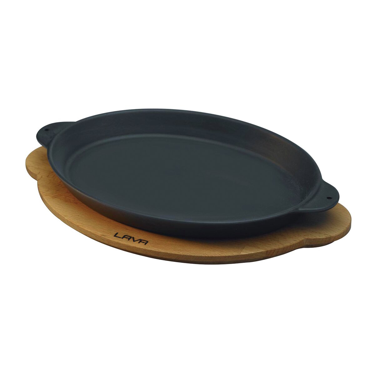 Lava Enameled Cast Iron Skillet 9 inch-Oval Fajita Pan with Beechwood  Service Platter