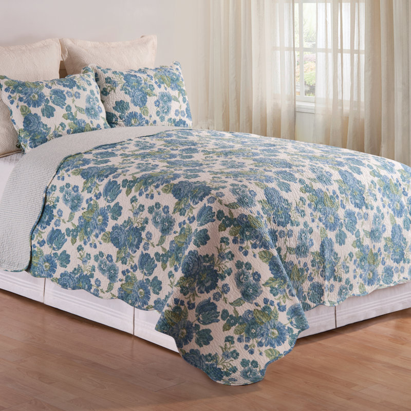 Kimbra Cotton Floral Quilt, Twin Quilt + 1 Sham