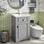 Meuble-lavabo simple autoportant de 20 po avec plateau en céramique-491431171