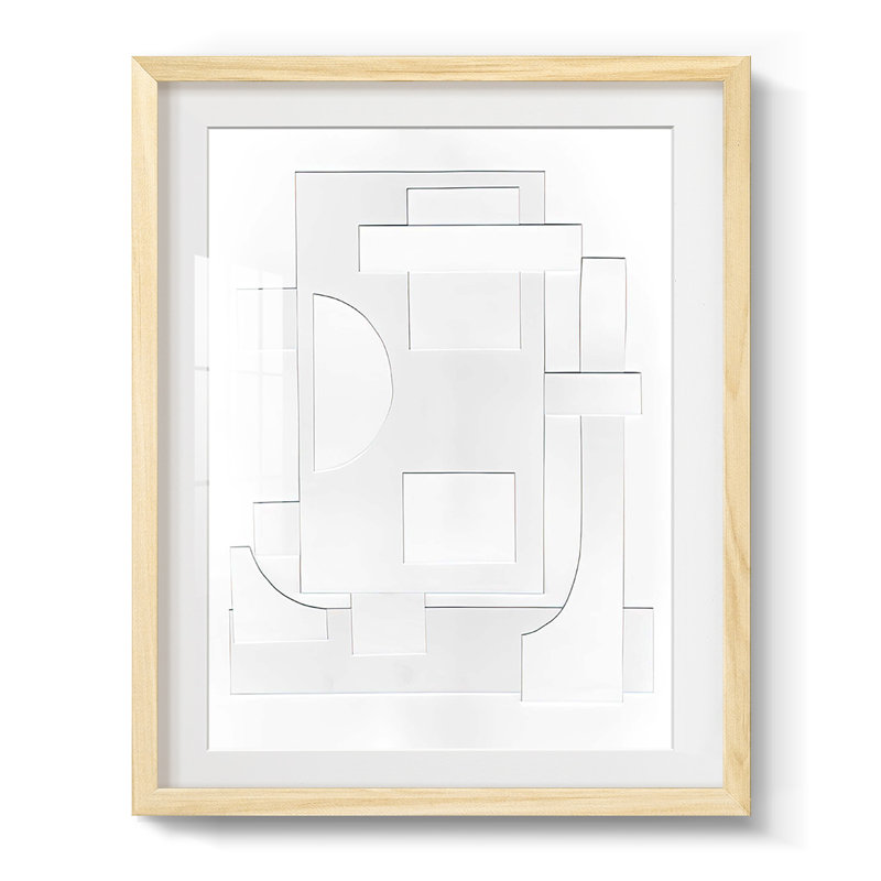 «White Geometric II», reproduction encadrée, Blanc, Papier encadré naturel