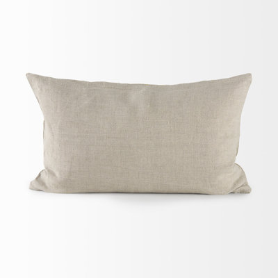 Housse de coussin lombaire à rayures beiges et dorées