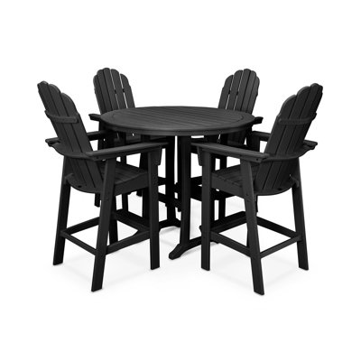 POLYWOOD Vineyard Curveback Adirondack 5-Piece Nautical Trestle Bar Set by POLYWOOD