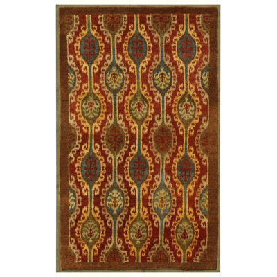 Purav One-of-a-Kind 5' X 8' New Rug Wool Area Rug in Rust