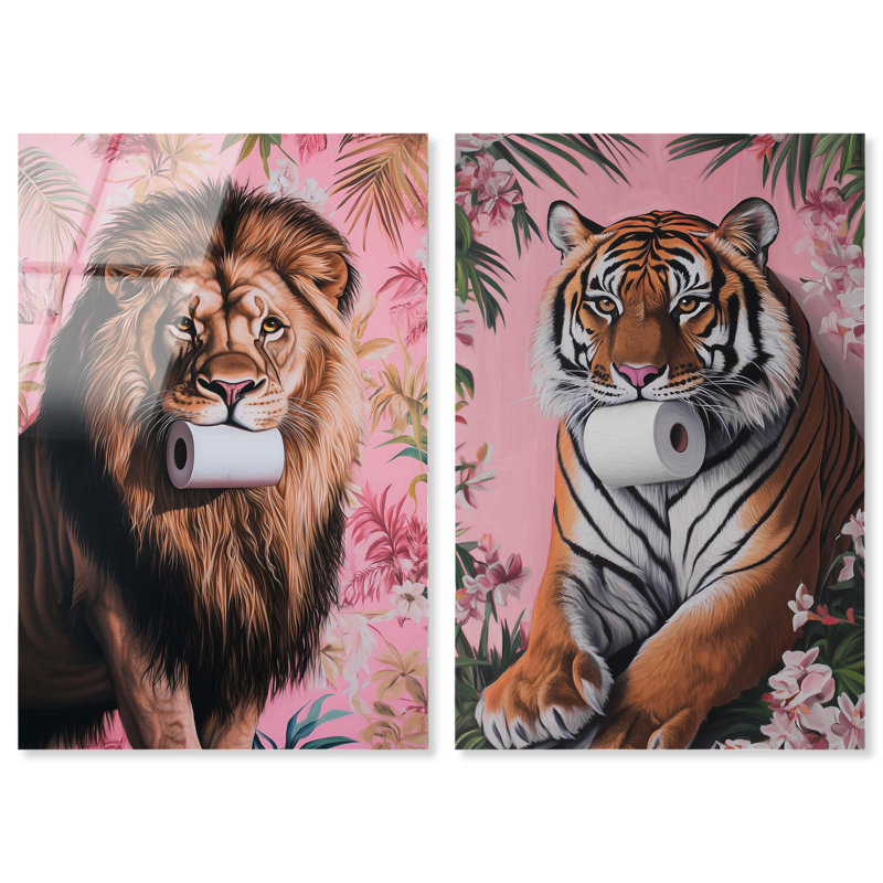 «Tropical Roll Animal Set», reproduction acrylique sur toile par Art Remedy, H 15 po x l 10 po