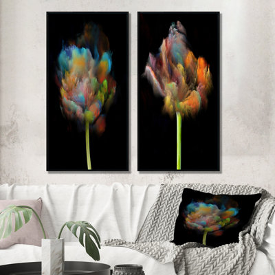 «Blooming Multicolor Fractal Flower», ensemble de 2 peintures sur toile