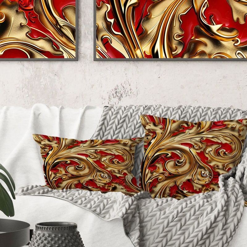 Coussin lombaire doré délicat Glam Waves II