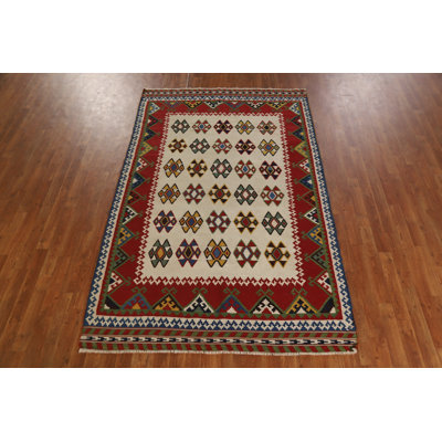 Flat Weave Wool Kilim   Area Rug 5x8