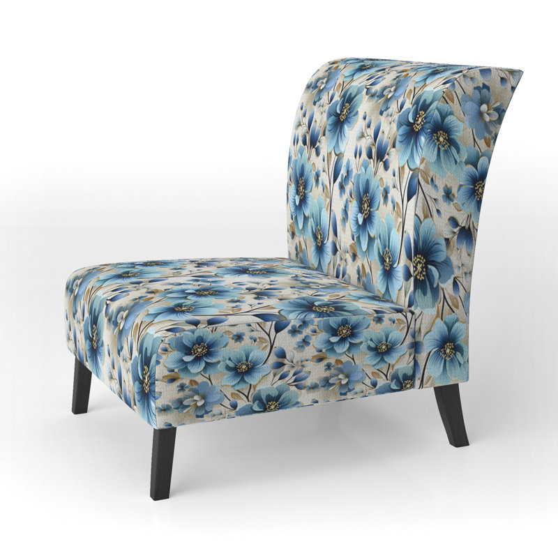 Fauteuil de chambre rembourré Blue Coastal Elegance