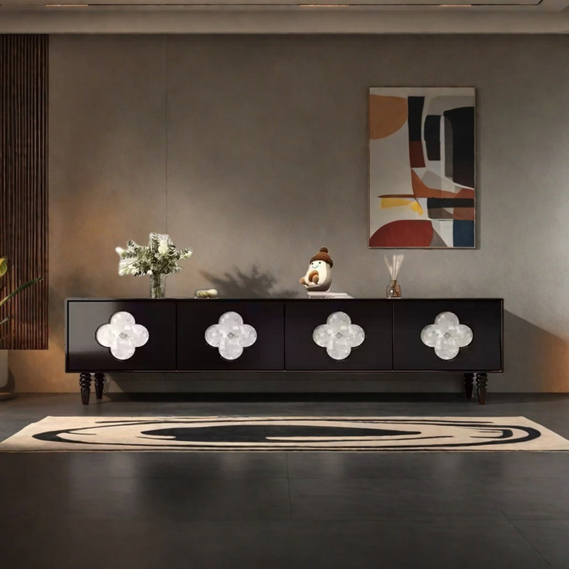 Meuble télé de style rétro avec rangement spacieux, 78.74"